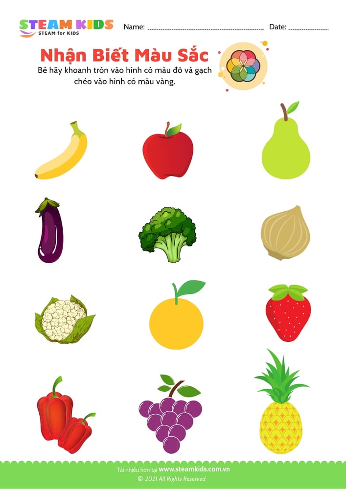 Bài tập khoa học - Nhận biết màu sắc - B6