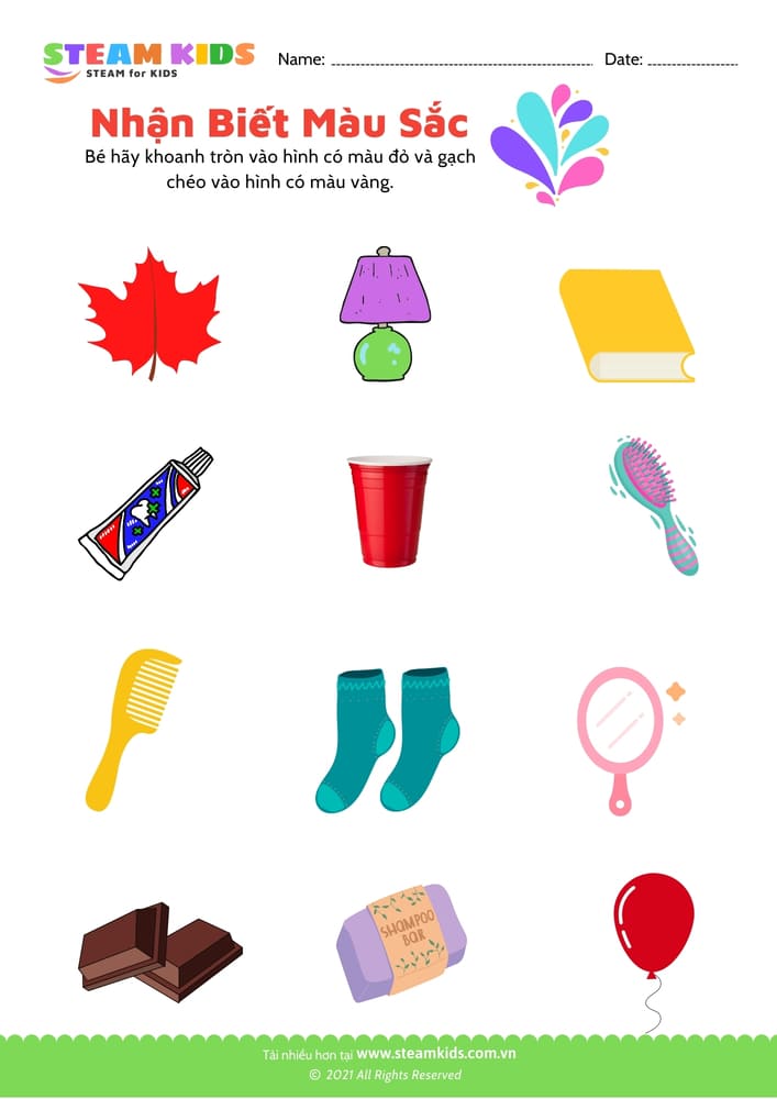 Bài tập khoa học - Nhận biết màu sắc - B8