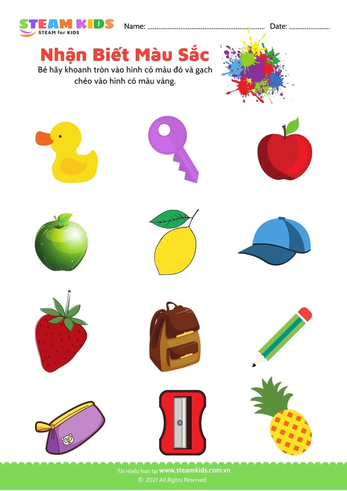 Bài tập khoa học - Nhận biết màu sắc - B10