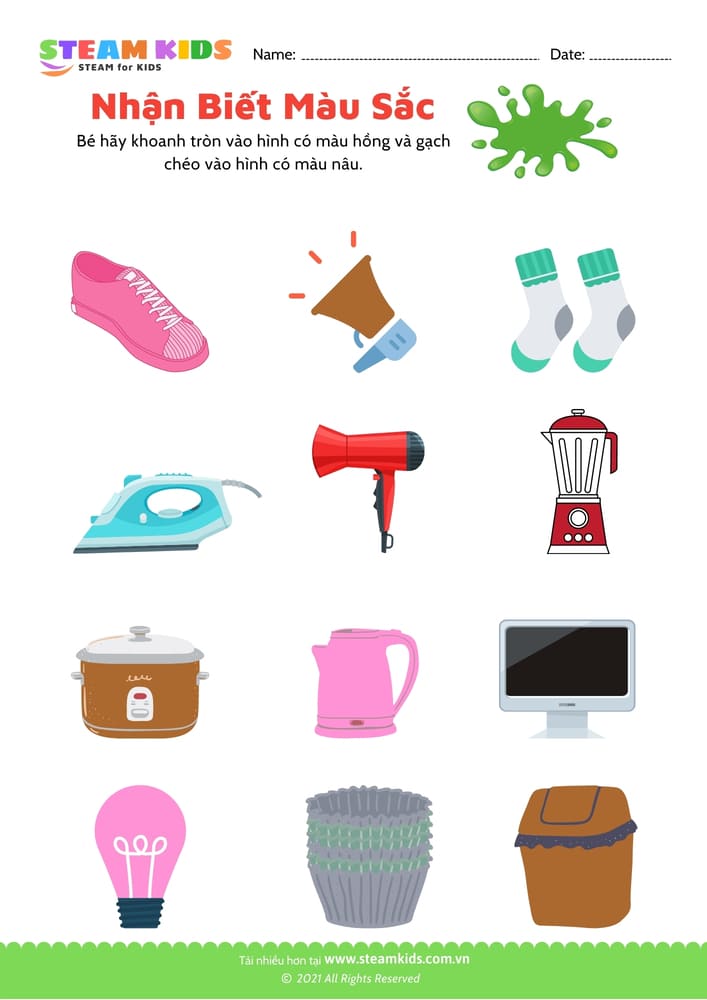 Bài tập khoa học - Nhận biết màu sắc - B12