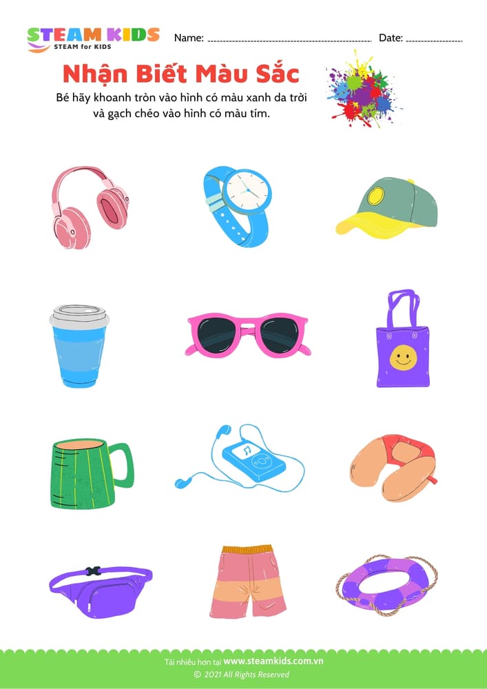 Bài tập khoa học - Nhận biết màu sắc - B16