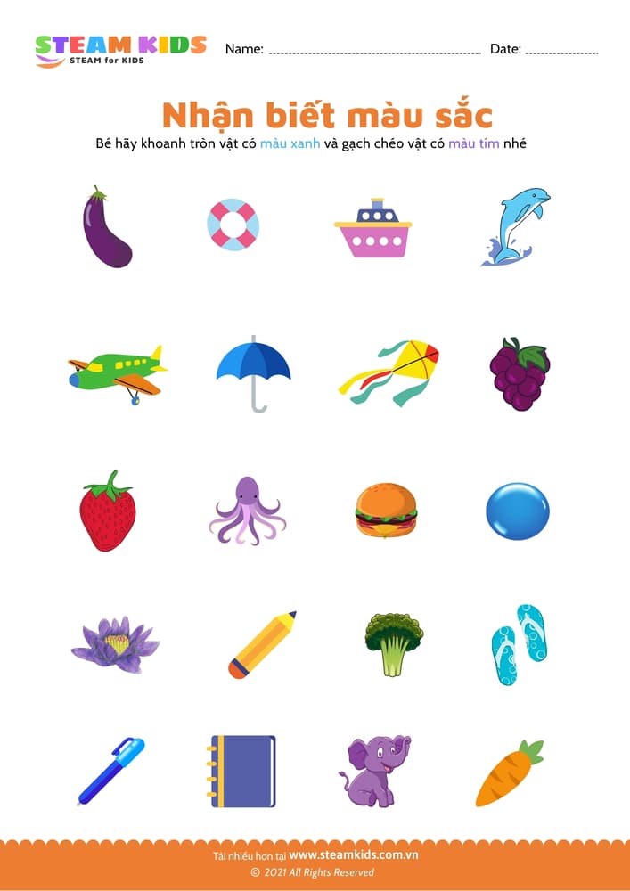 Bài tập khoa học - Nhận biết màu sắc - B27