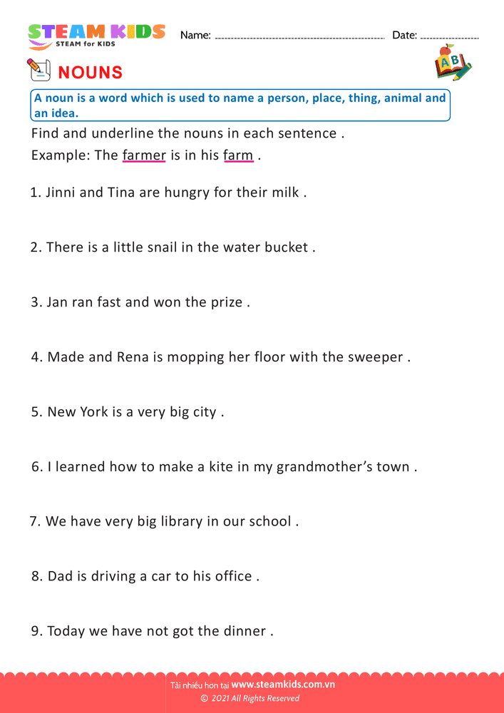 Bài tập tiếng anh - Nouns - B4