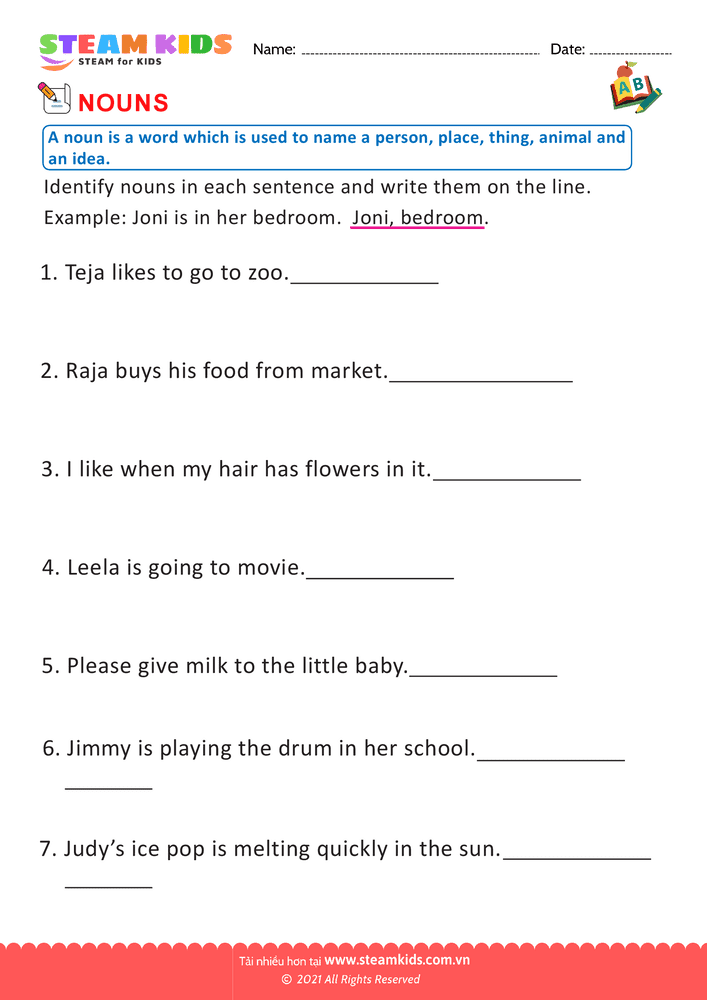 Bài tập tiếng anh - Nouns - B9