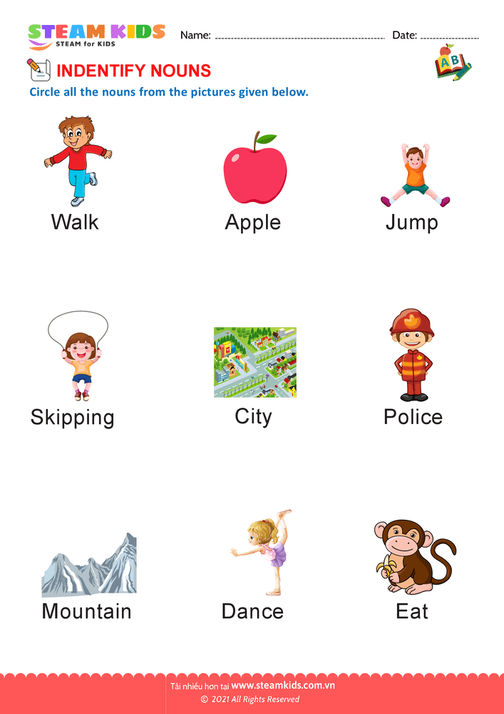 Bài tập tiếng anh - Identify Nouns - B13