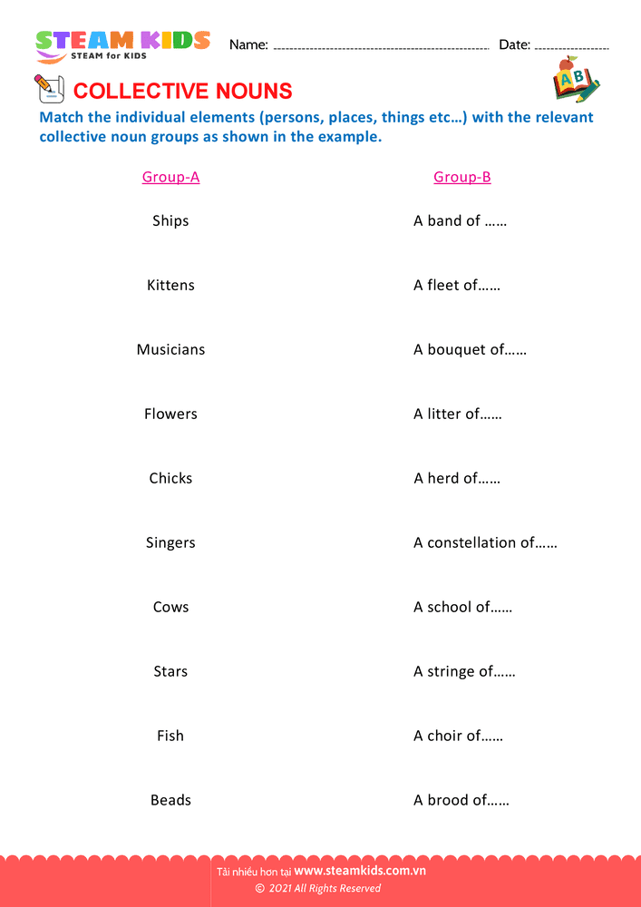 Bài tập tiếng anh - Collective nouns - B7