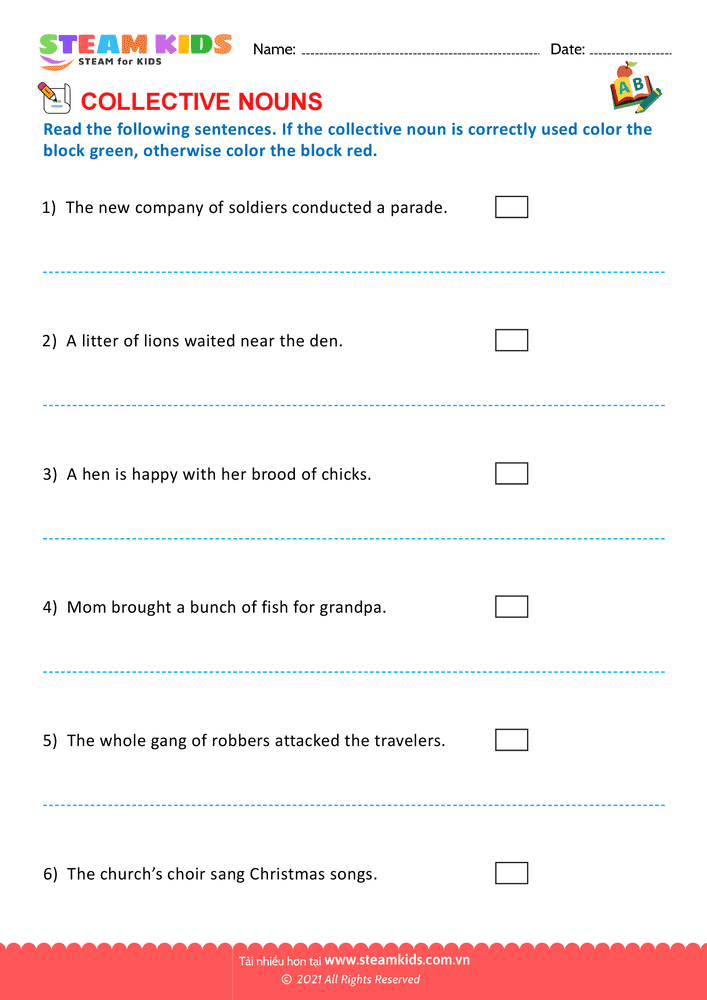 Bài tập tiếng anh - Collective nouns - B10