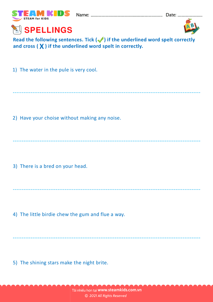 Bài tập tiếng anh - Conventional Spelling For Words - B4