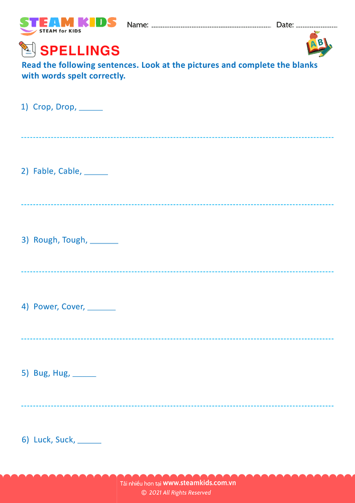 Bài tập tiếng anh - Conventional Spelling For Words - B8