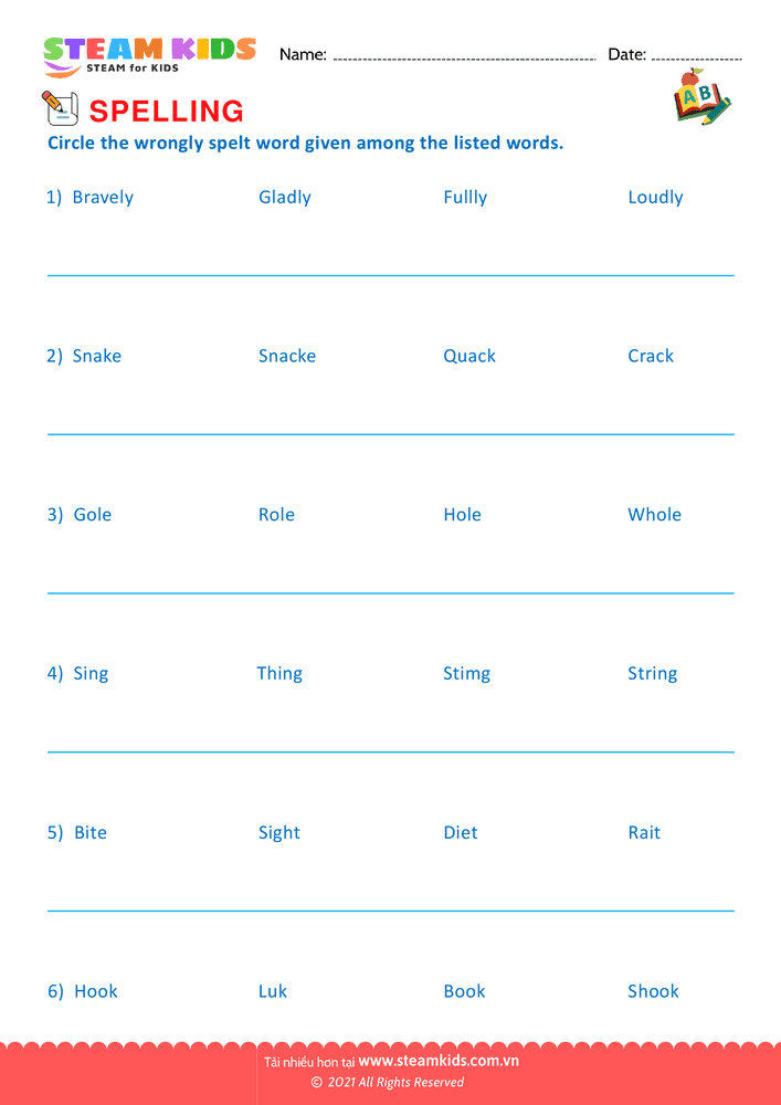 Bài tập tiếng anh - Spellings - B12