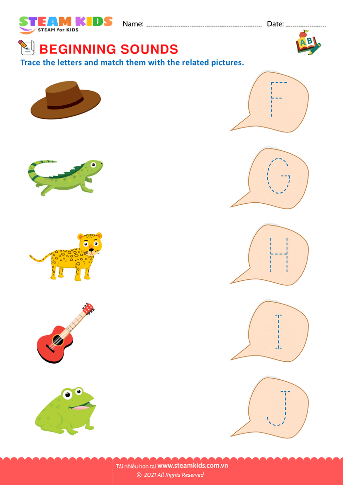 Bài tập tiếng anh - Beginning Sounds F to J