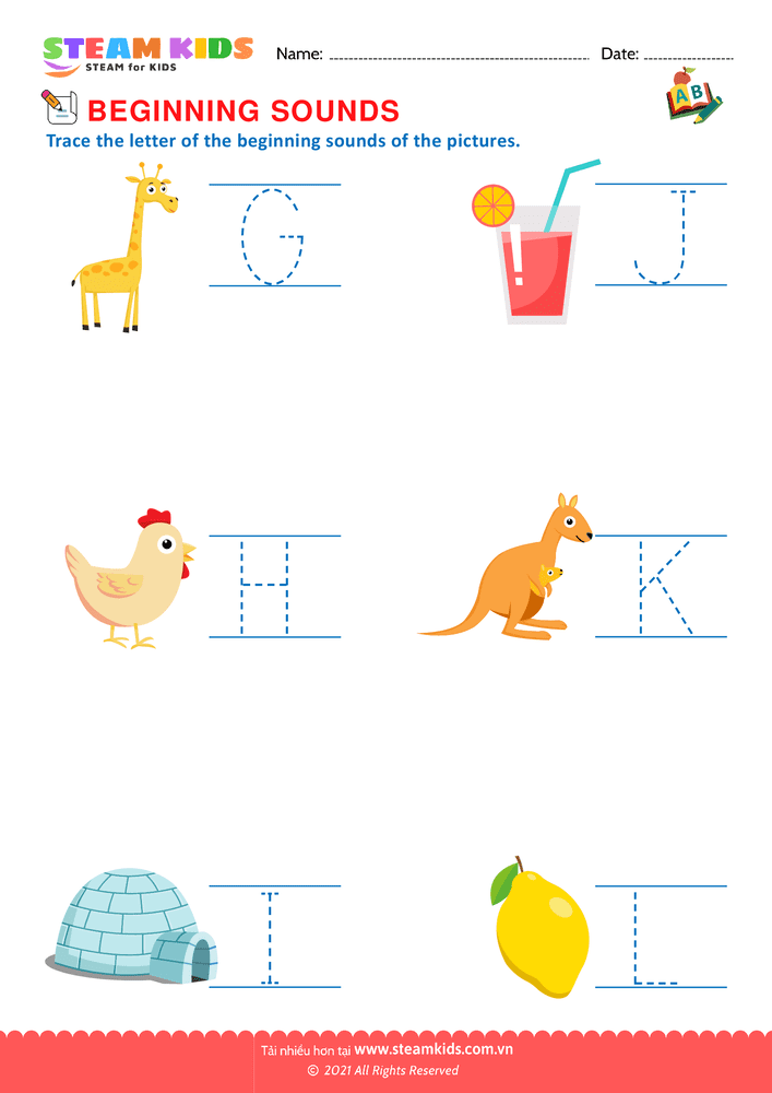 Bài tập tiếng anh - Beginning Sounds G to L