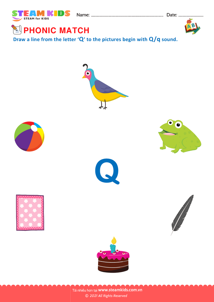 Bài tập tiếng anh - Phonic Match Q