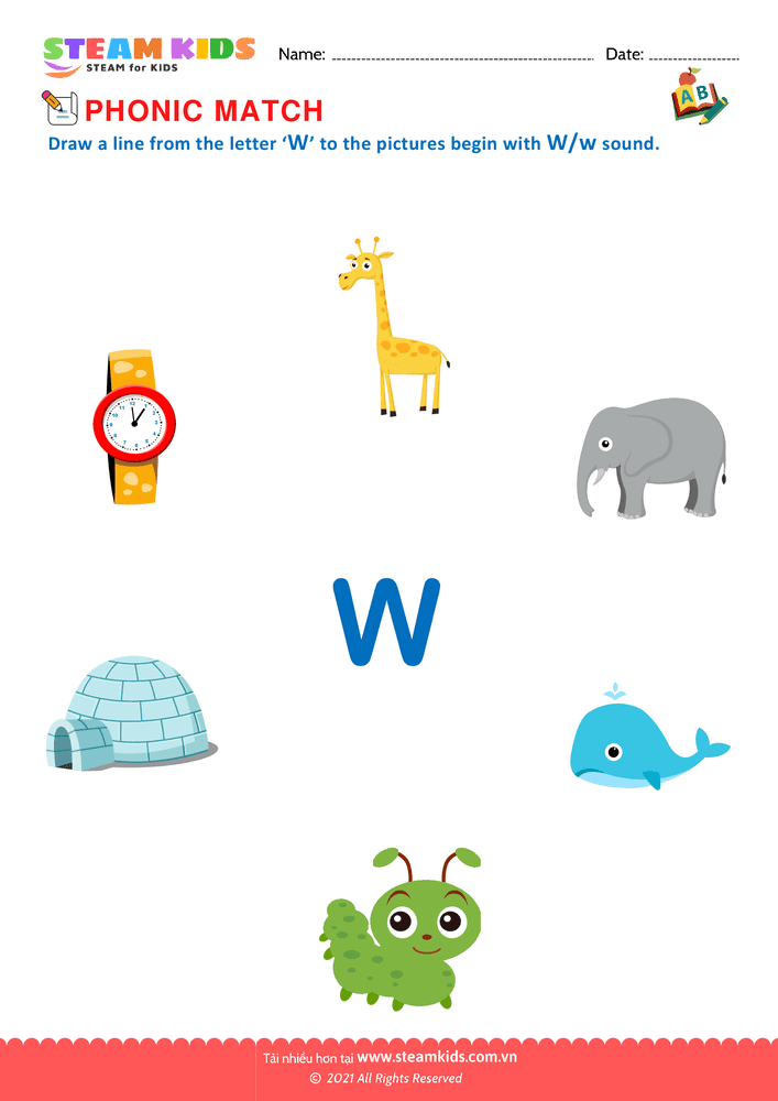 Bài tập tiếng anh - Phonic Match W