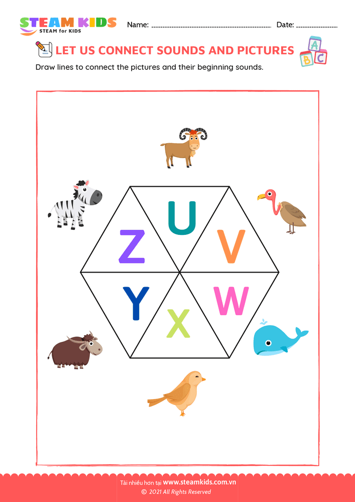 Bài tập tiếng anh - Phonic Match U to Z