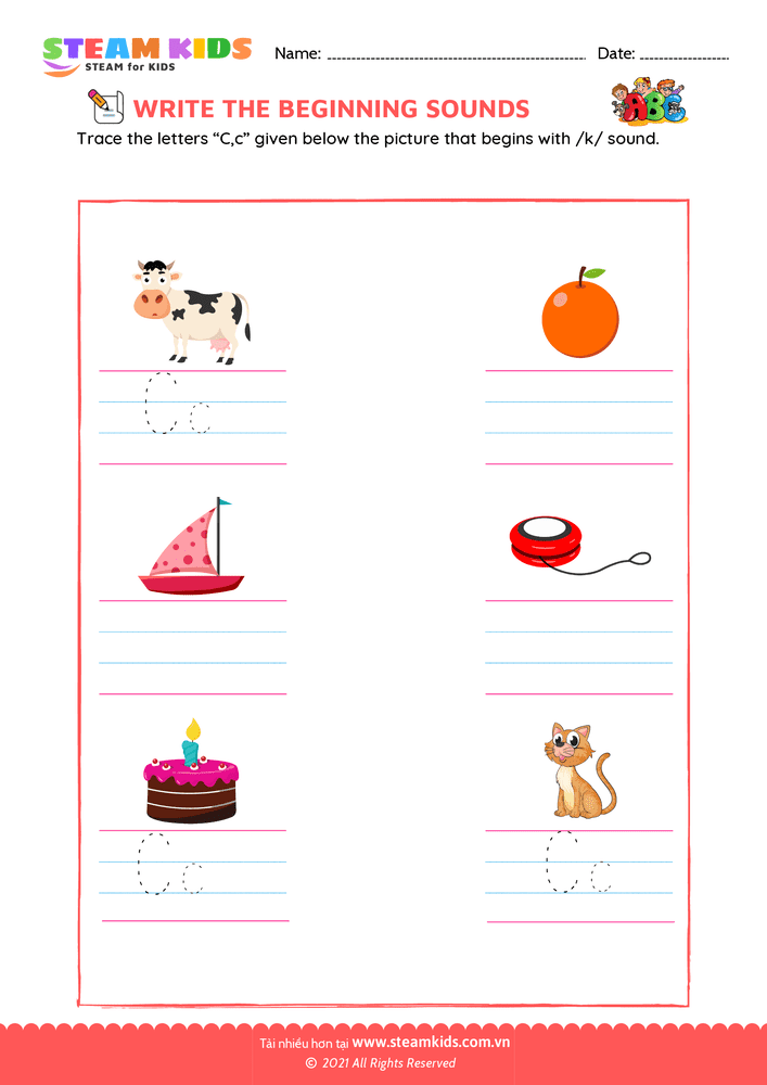 Bài tập tiếng anh - Beginning Sounds - B16