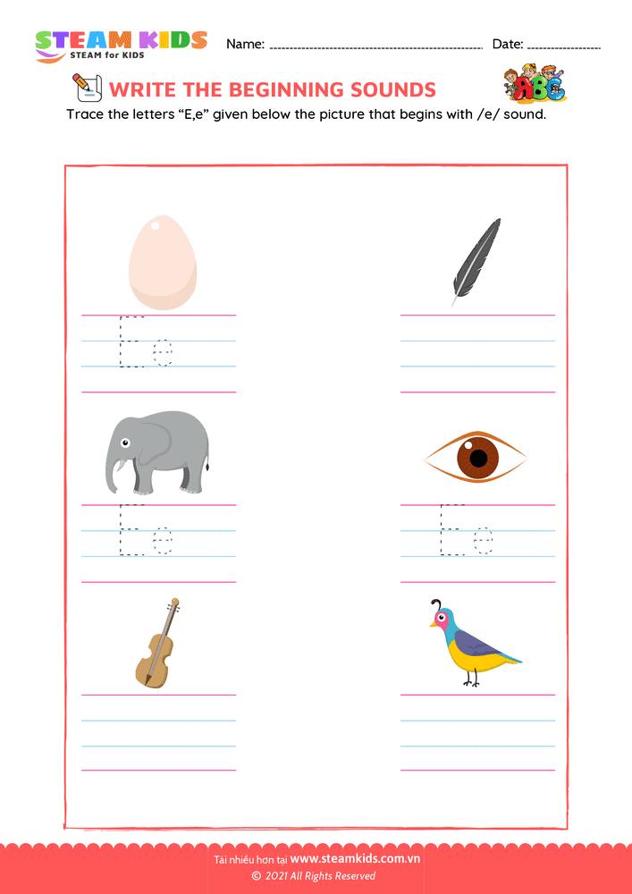 Bài tập tiếng anh - Beginning Sounds - B18