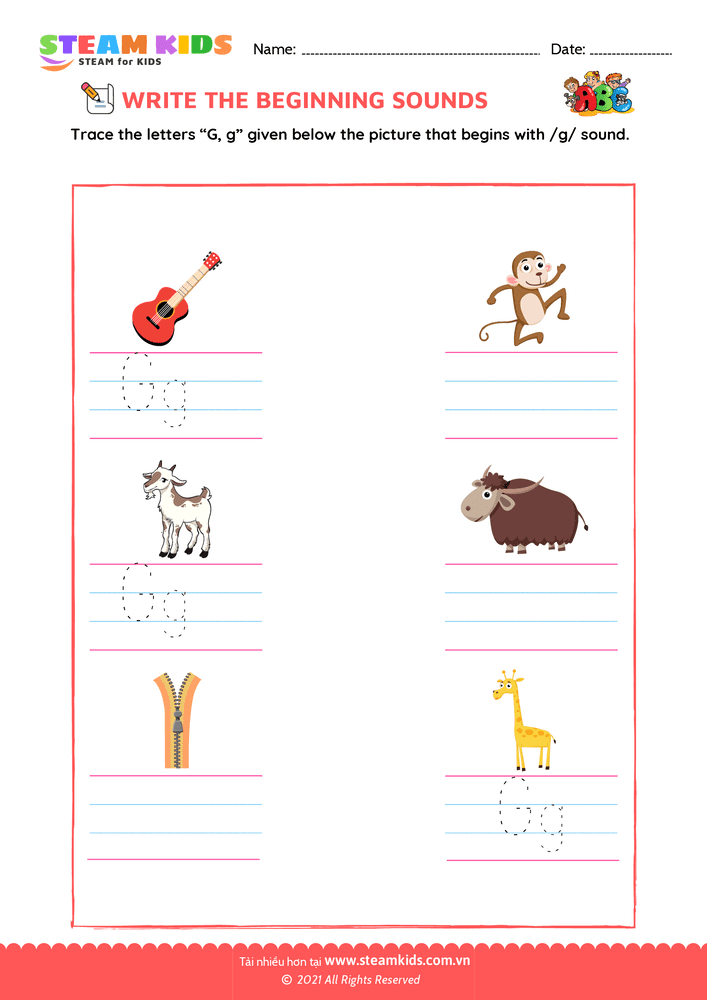 Bài tập tiếng anh - Beginning Sounds - B20