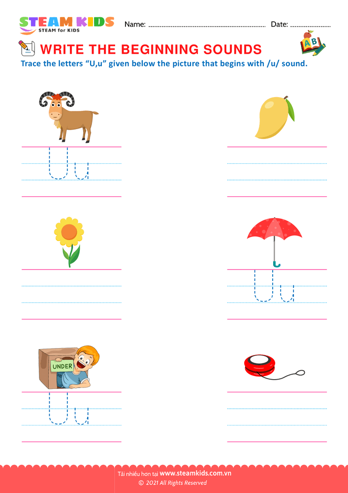 Bài tập tiếng anh - Beginning Sounds - B34