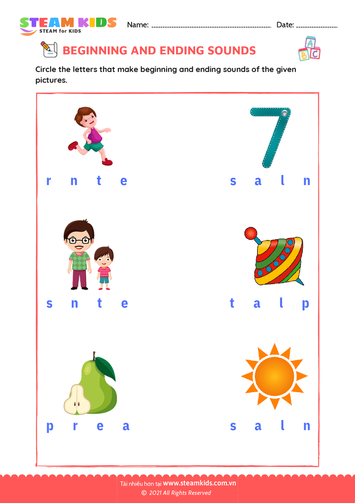 Bài tập tiếng anh - Beginning & Ending Sounds - B16