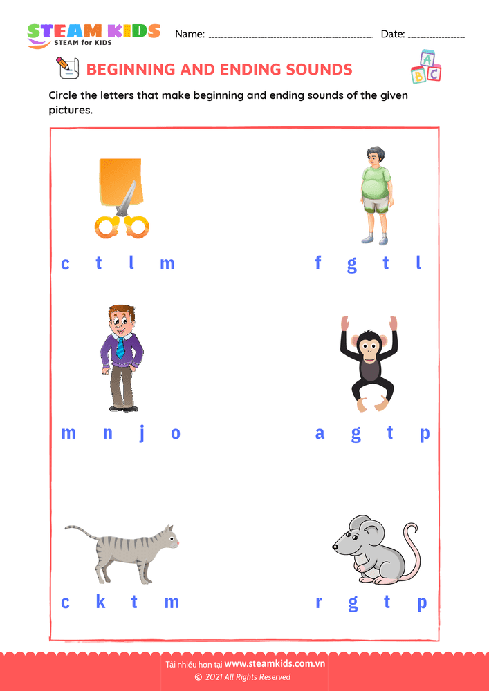 Bài tập tiếng anh - Beginning & Ending Sounds - B20