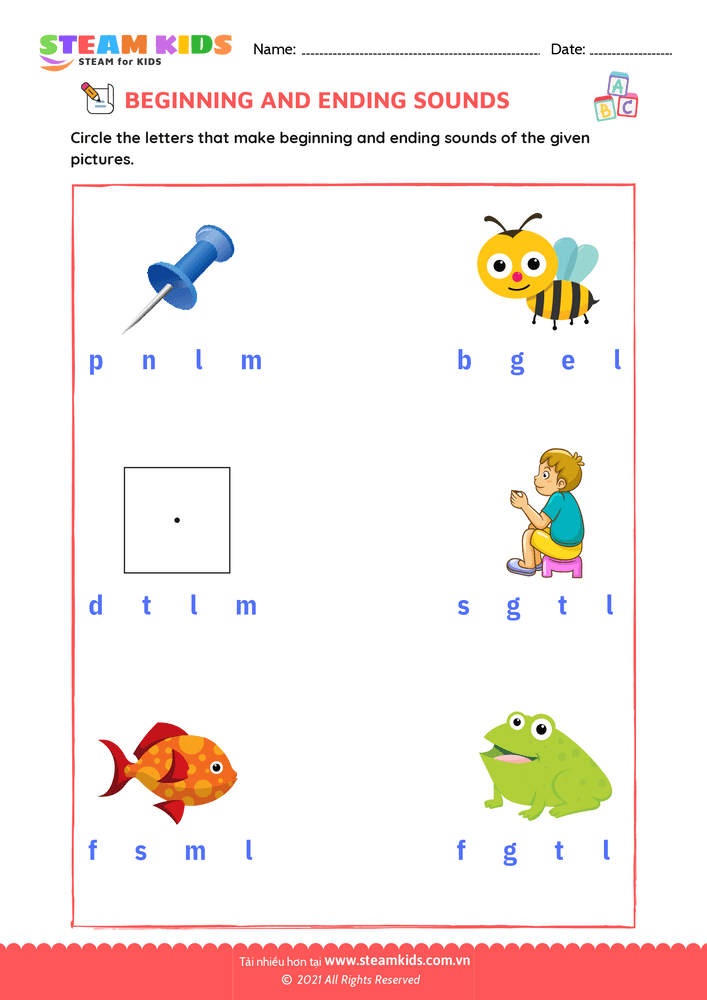 Bài tập tiếng anh - Beginning & Ending Sounds - B21