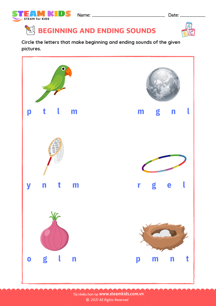 Bài tập tiếng anh - Beginning & Ending Sounds - B23