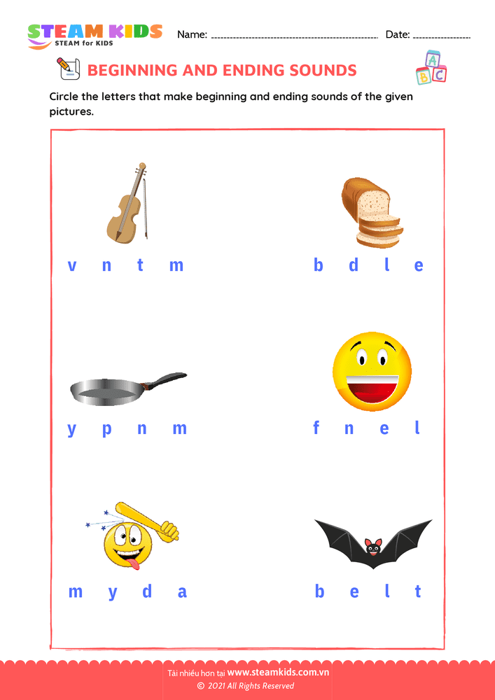 Bài tập tiếng anh - Beginning & Ending Sounds - B25