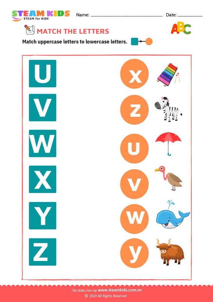 Bài tập tiếng anh - Match letters - B5