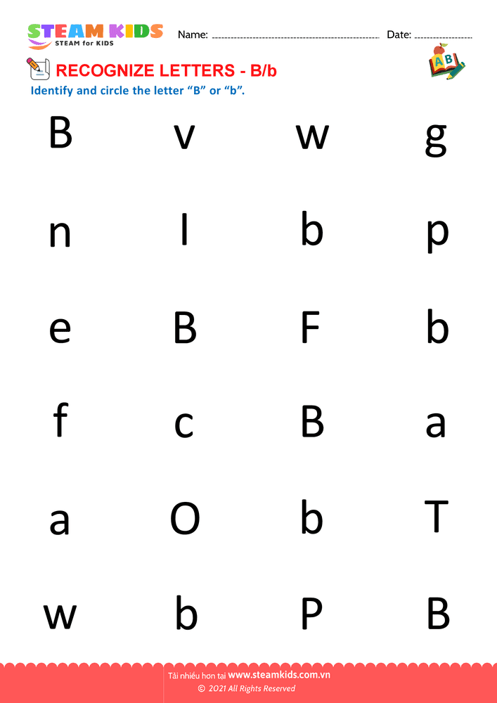 Bài tập tiếng anh - Recognize letter B