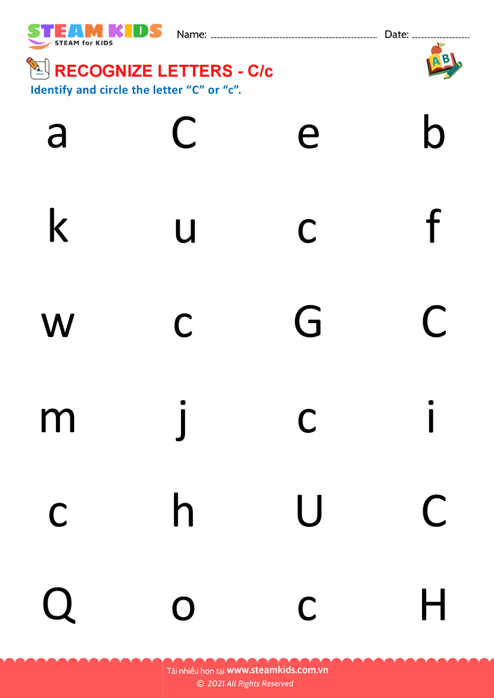 Bài tập tiếng anh - Recognize letter C