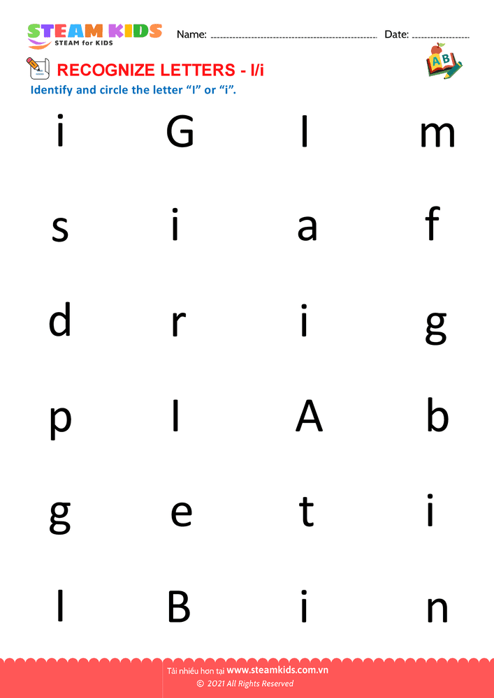 Bài tập tiếng anh - Recognize letter I