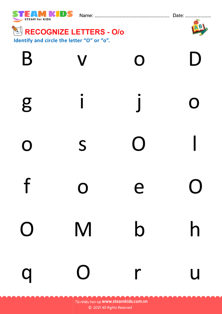Bài tập tiếng anh - Recognize letter O