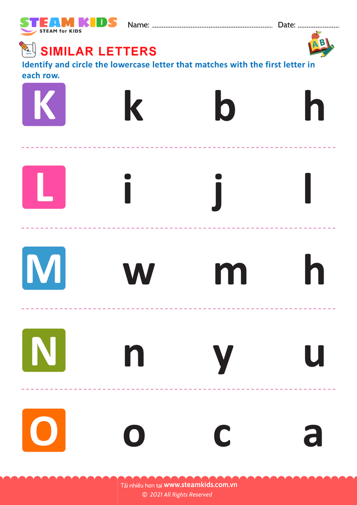 Bài tập tiếng anh - Letters that look similar to lowercase a to o