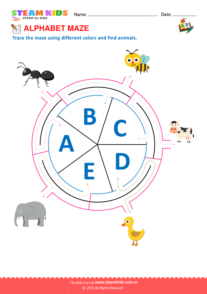 Bài tập tiếng anh - Alphabet Maze - B7