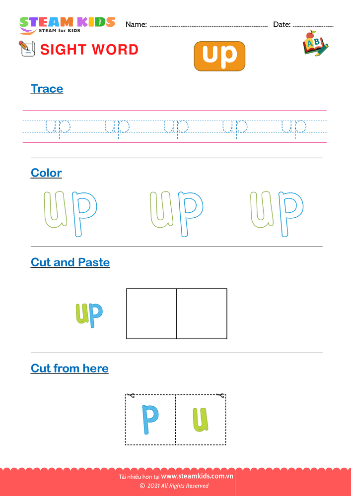 Bài tập tiếng anh - Sight Words ''up''