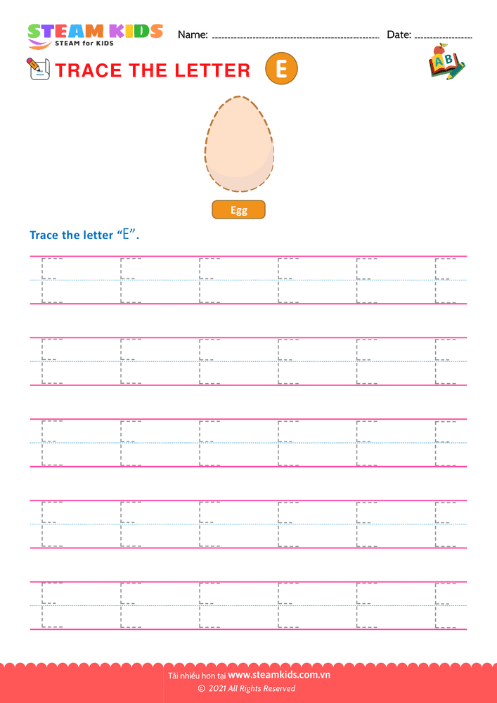 Bài tập tiếng anh - Write Uppercase Letters ''E''