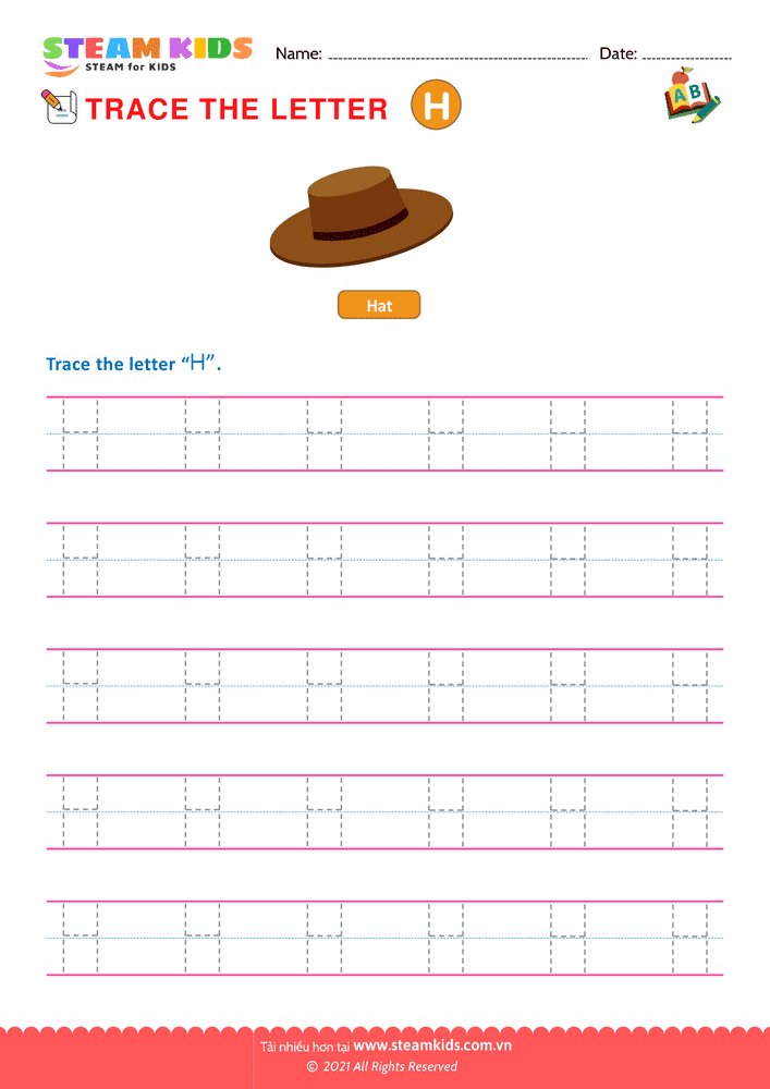 Bài tập tiếng anh - Write Uppercase Letters ''H''