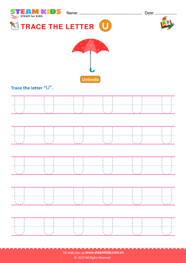 Bài tập tiếng anh - Write Uppercase Letters ''U''