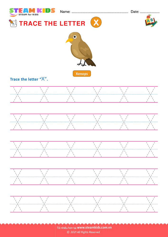 Bài tập tiếng anh - Write Uppercase Letters ''X''