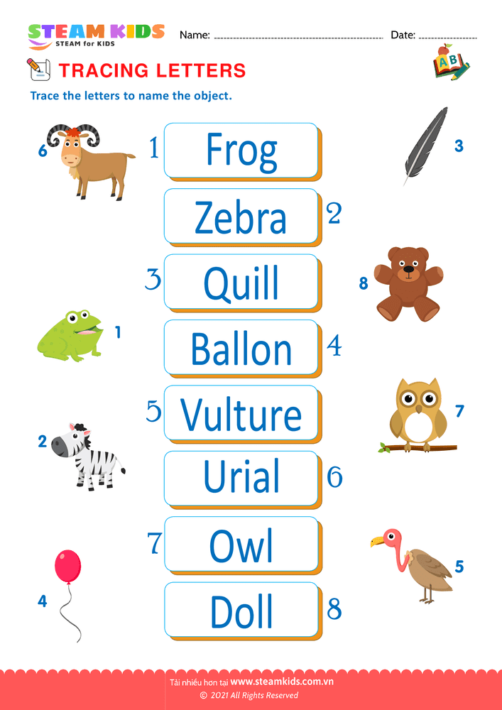 Bài tập tiếng anh - Trace Letters - B3