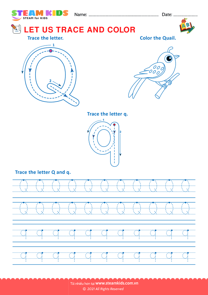 Bài tập tiếng anh - Trace and Color - B17