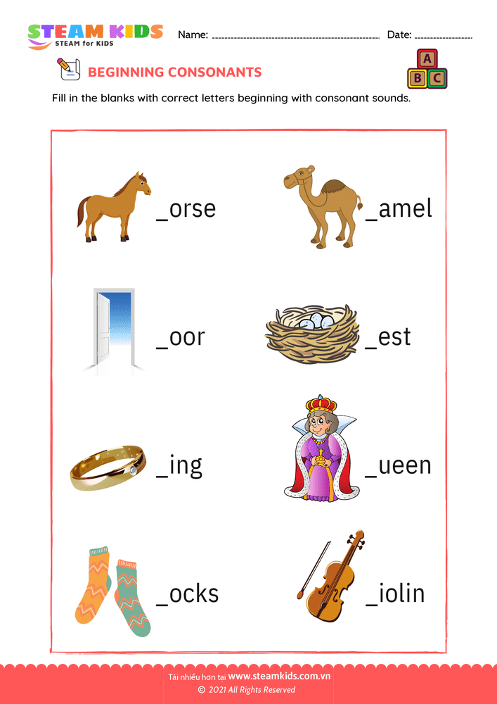 Bài tập tiếng anh - Beginning consonants - B11