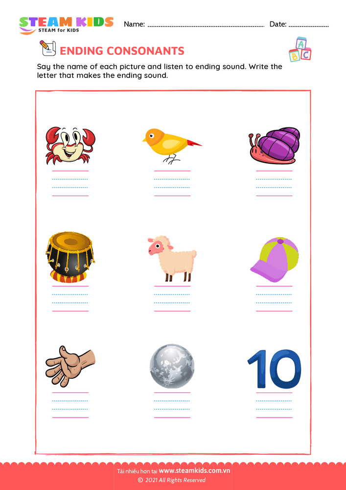 Bài tập tiếng anh - Ending consonants - B3