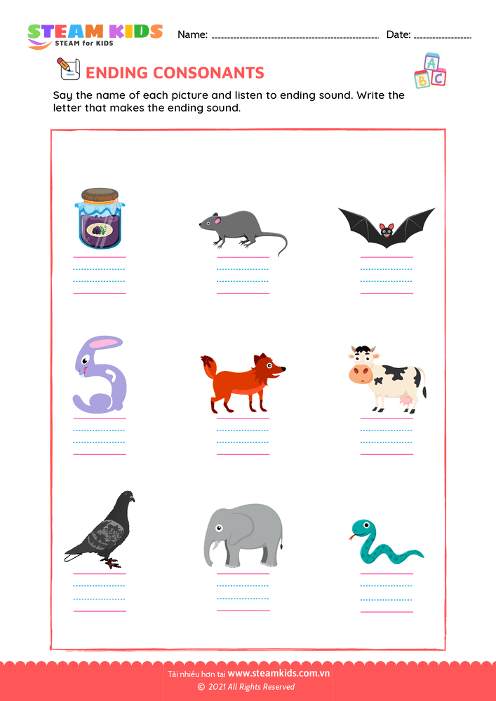 Bài tập tiếng anh - Ending consonants - B15