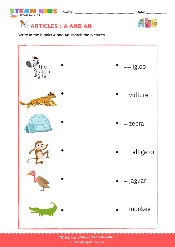 Bài tập tiếng anh - Articles - B14