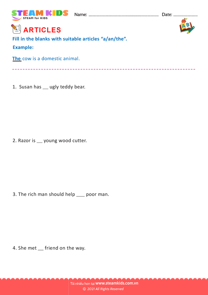 Bài tập tiếng anh - Articles