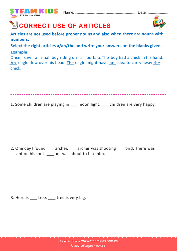 Bài tập tiếng anh - Correct use of Articles