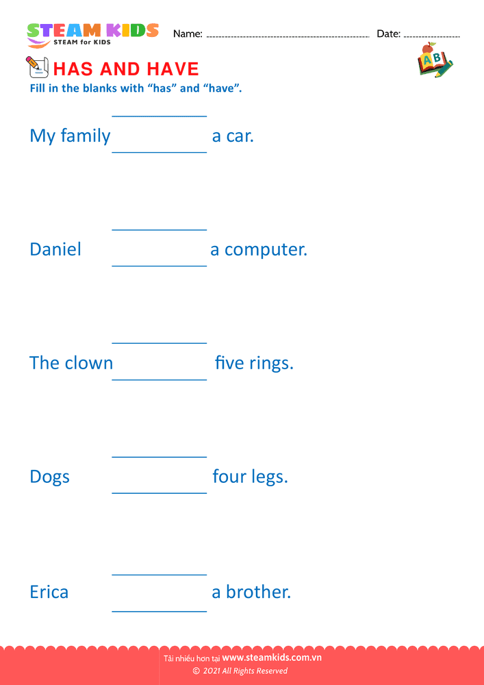 Bài tập tiếng anh - Has and have - B17