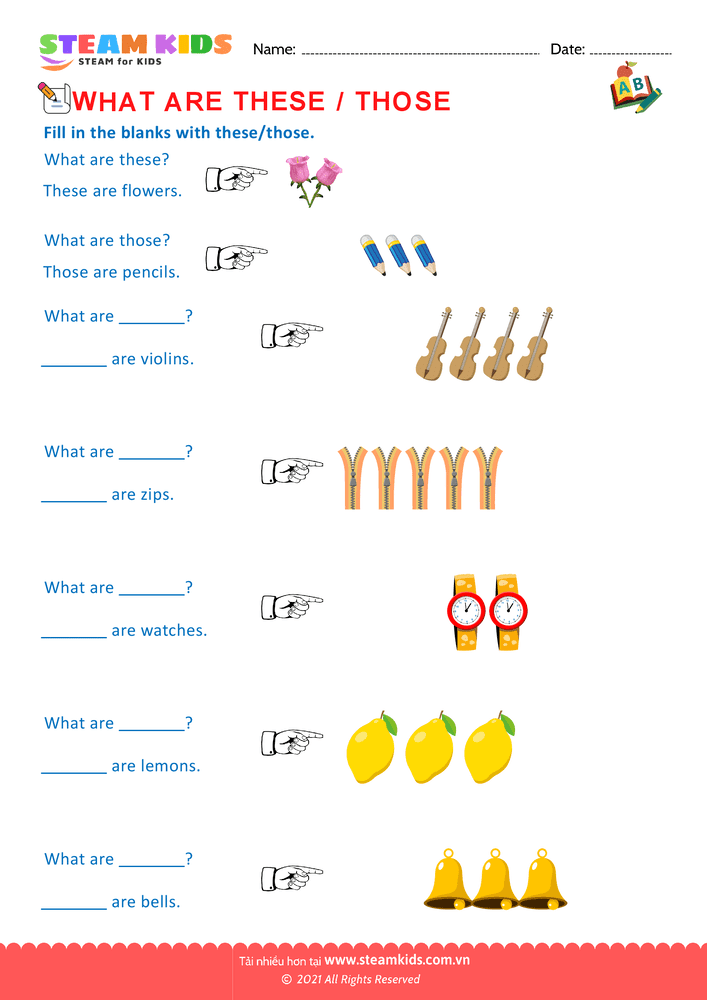 Bài tập tiếng anh - These and Those - B3